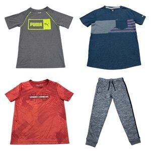 Boys Size 8 Activewear Lot Under Armour Puma Hurley Sweatpants Shirts